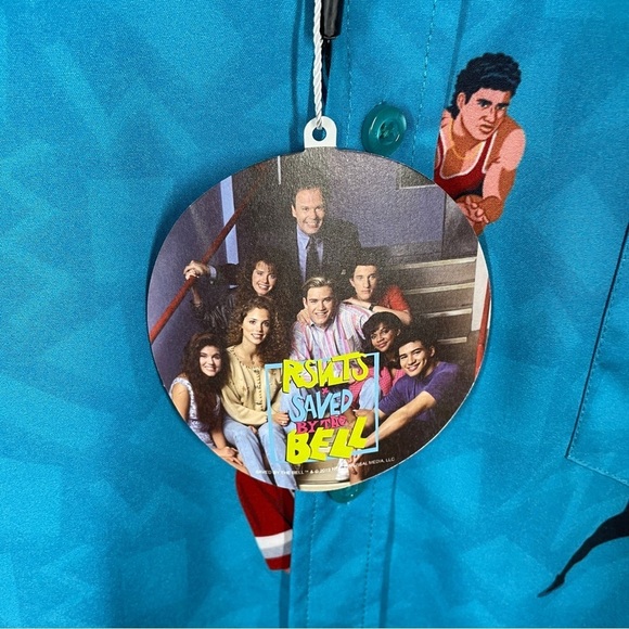 NEW RSVLTS Saved by the Bell Blue All over Graphic Short Sleeve Button Up XXL - Picture 4 of 7